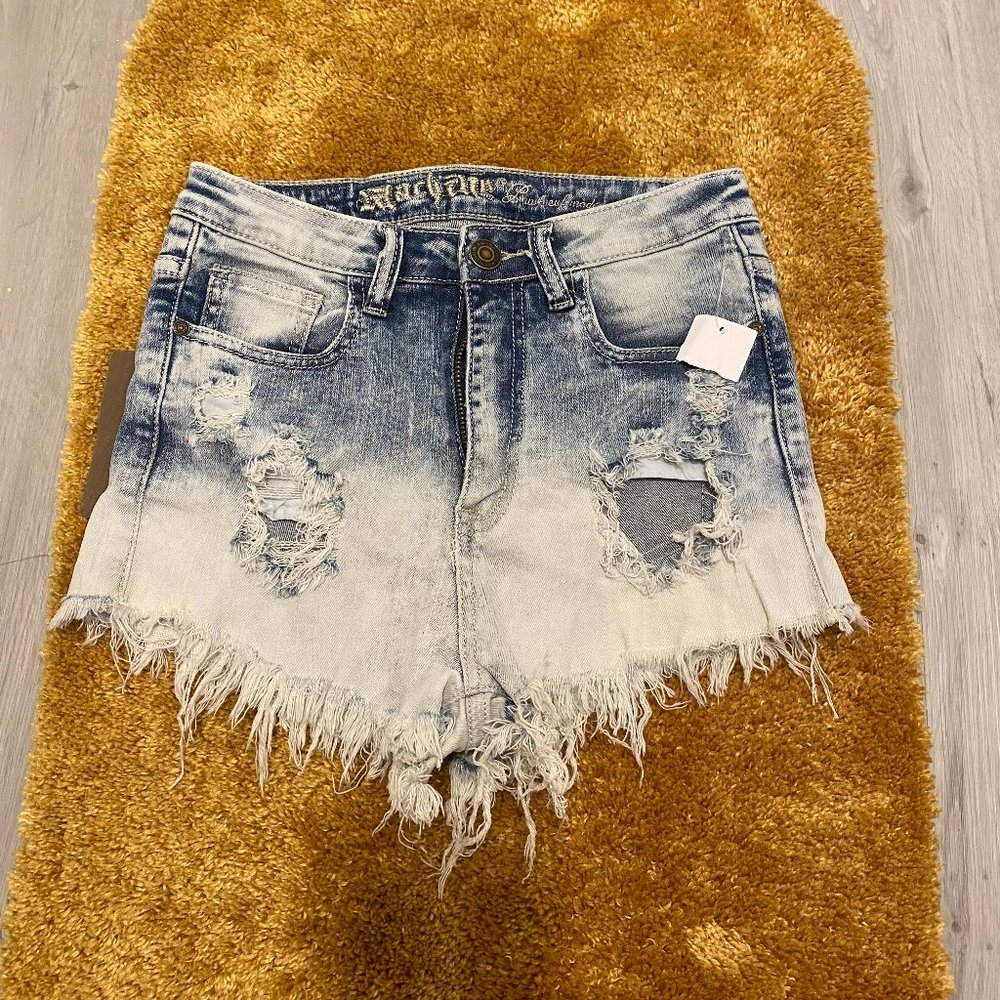 Machine Nouvelle Mode Distressed Acid-Wash High-Rise Short